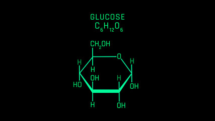 Glucose Molecular Structure Symbol on black background