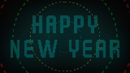 Happy New Year Text on LED Screen Panel