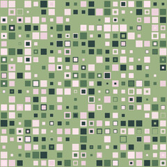 Seamless mosaic pattern.Endless background with tiles. Green backdrop with square elements. Simple wallpaper. Isolated. Vector illustration.