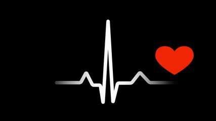 Heart Beating with EKG Display on Black Background