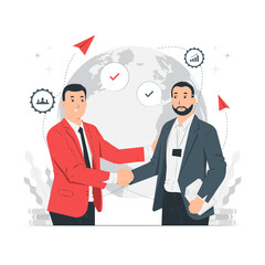 Business deal, two business partners handshaking concept illustration