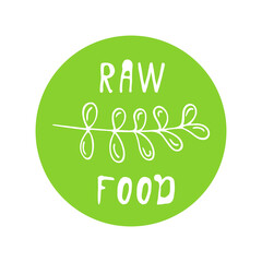 Healthy food icon,round label.Logo for natural products,for vegetarian food. Packaging emblem.Organic bio nutrition, non-GMO.Isolated. Vector illustration.