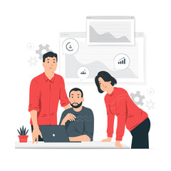 Business team meeting and discussing ideas for start-up concept illustration