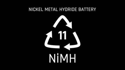 Nickel Metal Hydride Battery or NiMH or Number 11 Recycle Symbol - obrazy, fototapety, plakaty