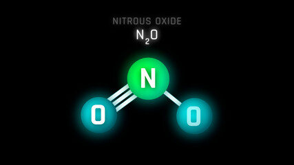 Nitrous Oxide Molecular Structure Symbol and Futuristic on black background