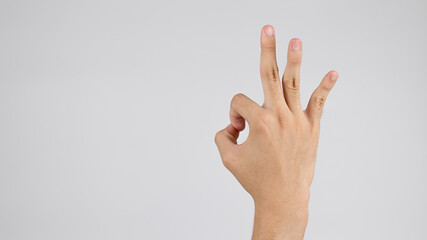 The hand that gestures is an OK sign and is separated from the background. (Clipping Path)