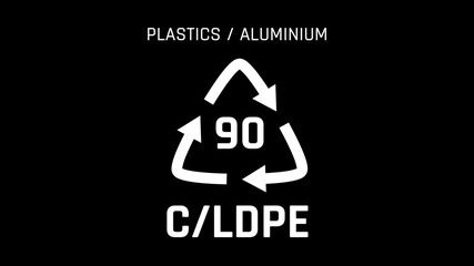 Plastics and Aluminium or CLDPE or number 90 Recycle Symbol 