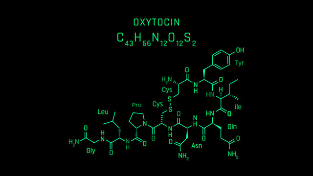 Oxytocin or Oxt Molecular Structure Symbol on black background