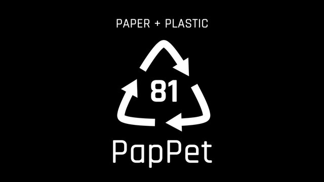 Paper and Plastic or papPet or number 81 Recycle Symbol