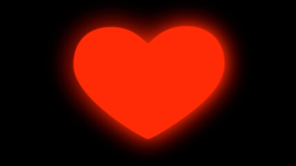 Red Neon Glow Heart Shape Beating Flat Design on White Background