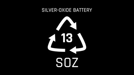 Silver Oxide Battery or SOZ or Number 13 Recycle Symbol