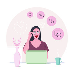 freelancer girl working at home