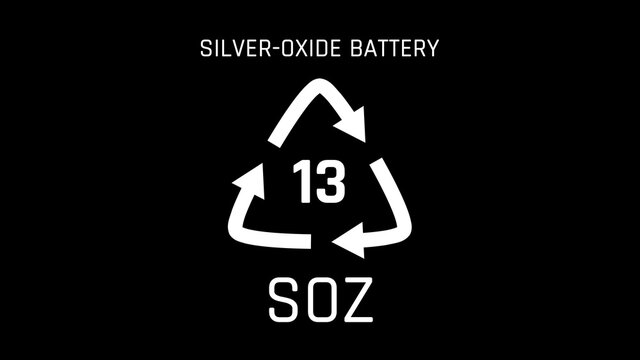 Silver Oxide Battery or SOZ or Number 13 Recycle Symbol