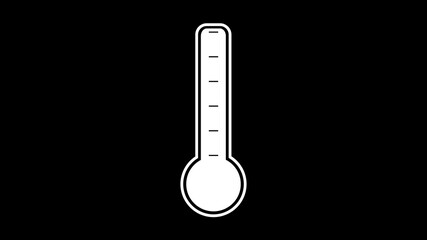 White Thermometer Icon on Black Background