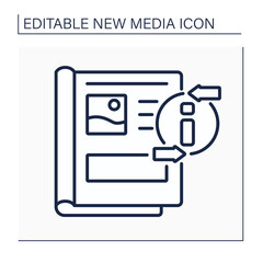 Magazine line icon. Periodical publication. Articles for everyone. Information space. Important news. New media concept. Isolated vector illustration.Editable stroke
