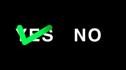 Yes and No Check List - Choosing No Option Animation on Black Background