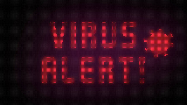 Virus Alert Text on LED Screen Illustration