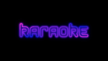 Karaoke Neon Glow Text on Black Background