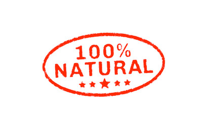 100% Natural Text Stamp effects on White Background