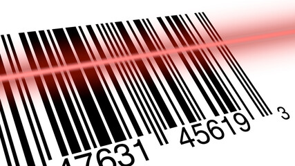Close Up Barcode Scanning on White Background