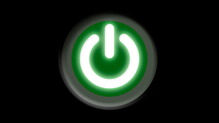 Green Button Turn on on Black Background