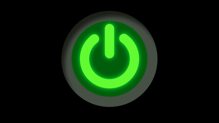Green Button Turn Off on Black Background