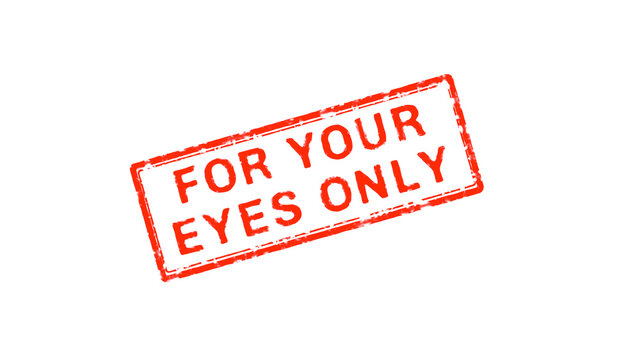 For Your Eyes Only Text Stamp effects on White Background