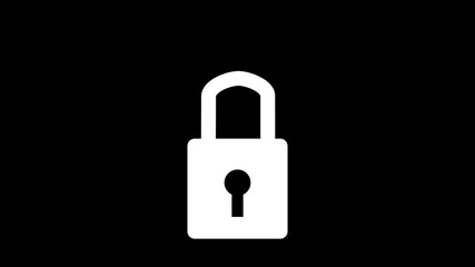 Lock Icon in Locked Position on Black Background