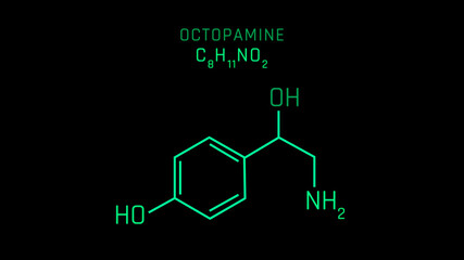 Octopamine also known as paraoctopamines Molecular Structure Symbol on black background