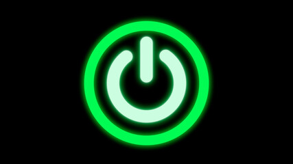 Simple Glowing Green Button Turn on and Off on Black Background