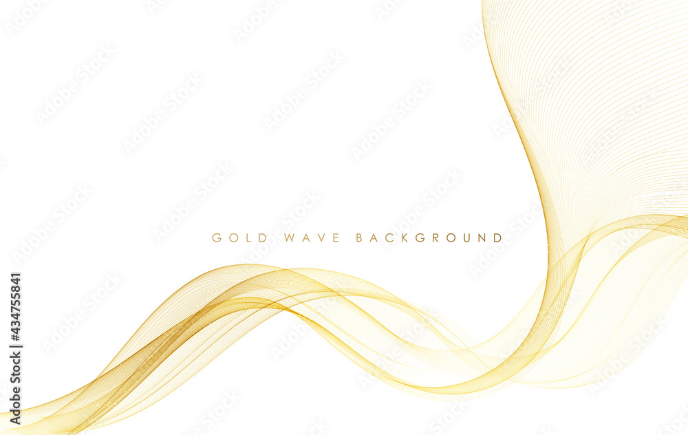 Poster Vector abstract colorful flowing gold wave lines isolated on white background. Design element for wedding invitation, greeting card