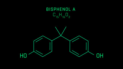 Bisphenol A or BPA Molecular Structure Symbol on black background