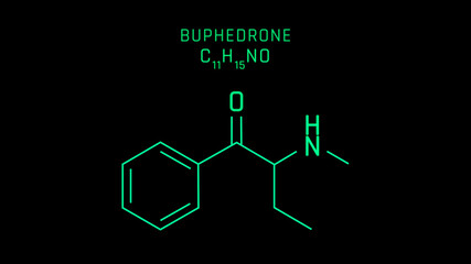 Buphedrone or MABP Molecular Structure Symbol on black background