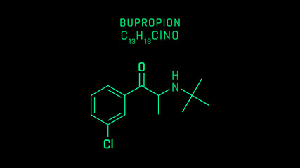 Bupropion Molecular Structure Symbol on black background