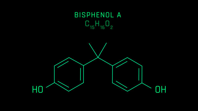 Bisphenol A or BPA Molecular Structure Symbol on black background