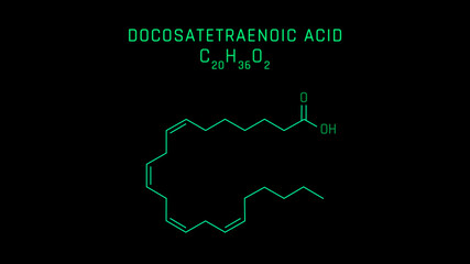 Docosatetraenoic Acid Molecular Structure Symbol on black background