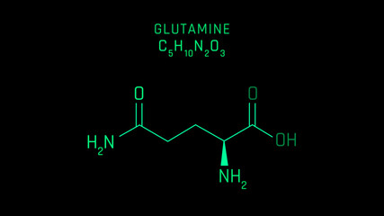 Glutamine Molecular Structure Symbol on black background