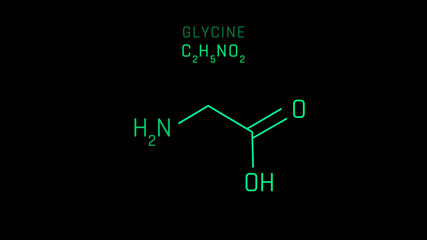 Fototapeta premium Glycine Molecular Structure Symbol on black background