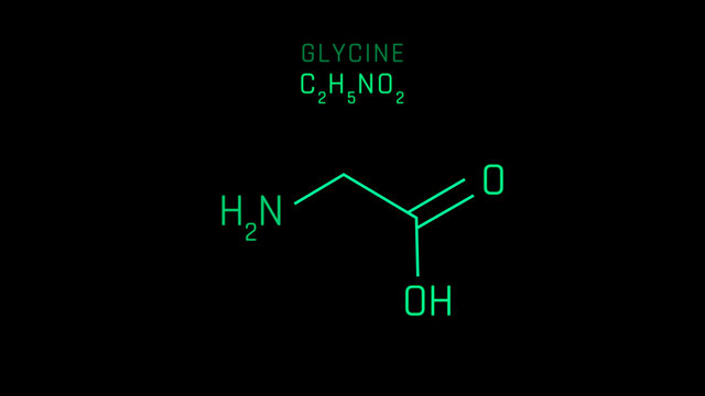 Glycine Molecular Structure Symbol on black background