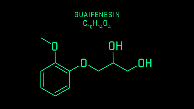 Guaifenesin Molecular Structure Symbol on black background
