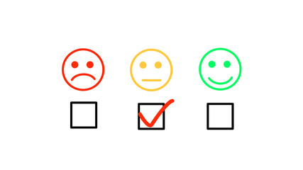 Choosing Average on Horizontal Emoticon Customer Service Evaluation or Rating Review