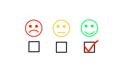 Choosing Happy on Horizontal Emoticon Customer Service Evaluation or Rating Review