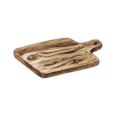 Wood cutting rectangular board. Vintage hatching monochrome black illustration.