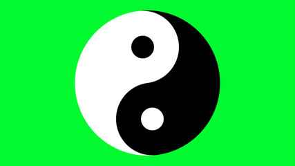 Yin Yang Symbol on Green Screen