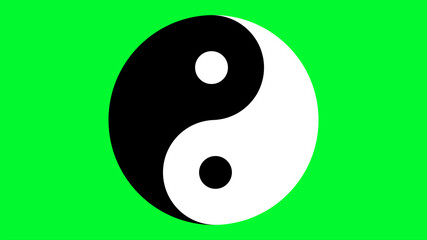 Yin Yang Symbol on Green Screen