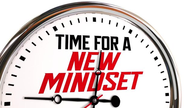 Time for a New Mindset Clock Change Perspective Vision Attitude 3d Animation