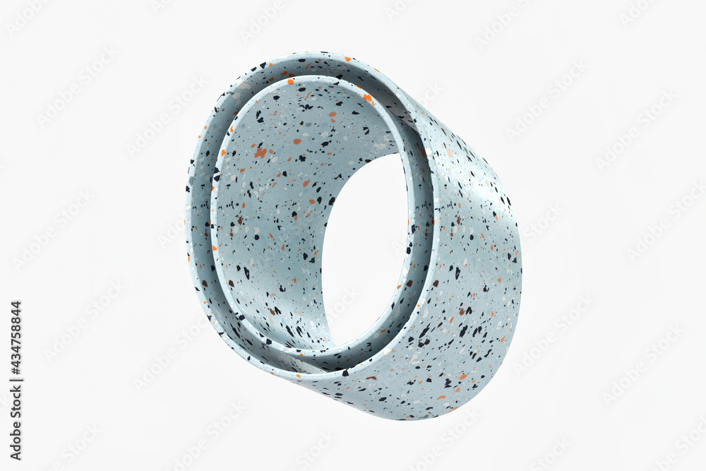 Aufkleber 3d number 0 solid long shadow design. pastel blue color with orange specks like terrazzo pattern. hi