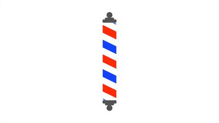 Colourful Flat Style Barbershop Pole on White Background