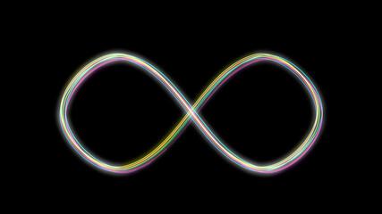 Glowing Multicolour Infinity Symbol on Black Background