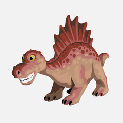 Little spinosaurus. Cartoon dinosaur picture. Cute dinosaurs character. Flat vector illustration isolated on white background